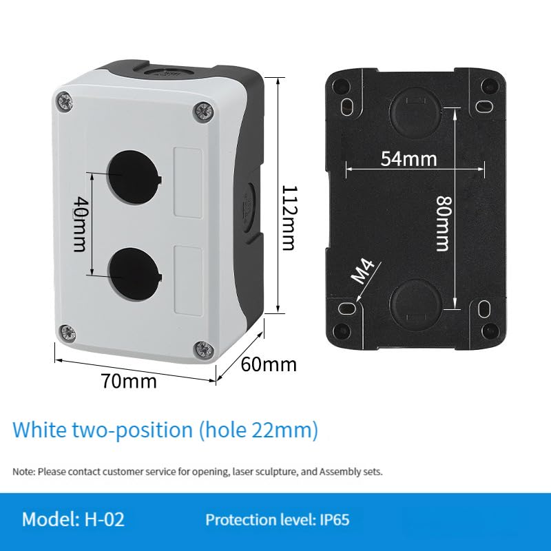 DASEB 1Pc Waterproof Button Box Switch Control Box 1/2/3/4/5hole Industrial Indicator Light Electrical Plastic Emergency Stop Box 22mm(2Hole)