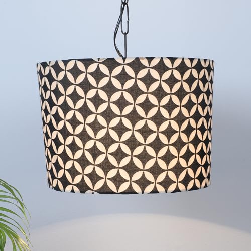 Image of Tu Casa Geomentric Print Fabric Glow Pendent Light Hanging Lamp For Bedroom, Living Room, Lounge, Office, Gifting Area Without Bulb For Home Decoration (Height - 20 inch)