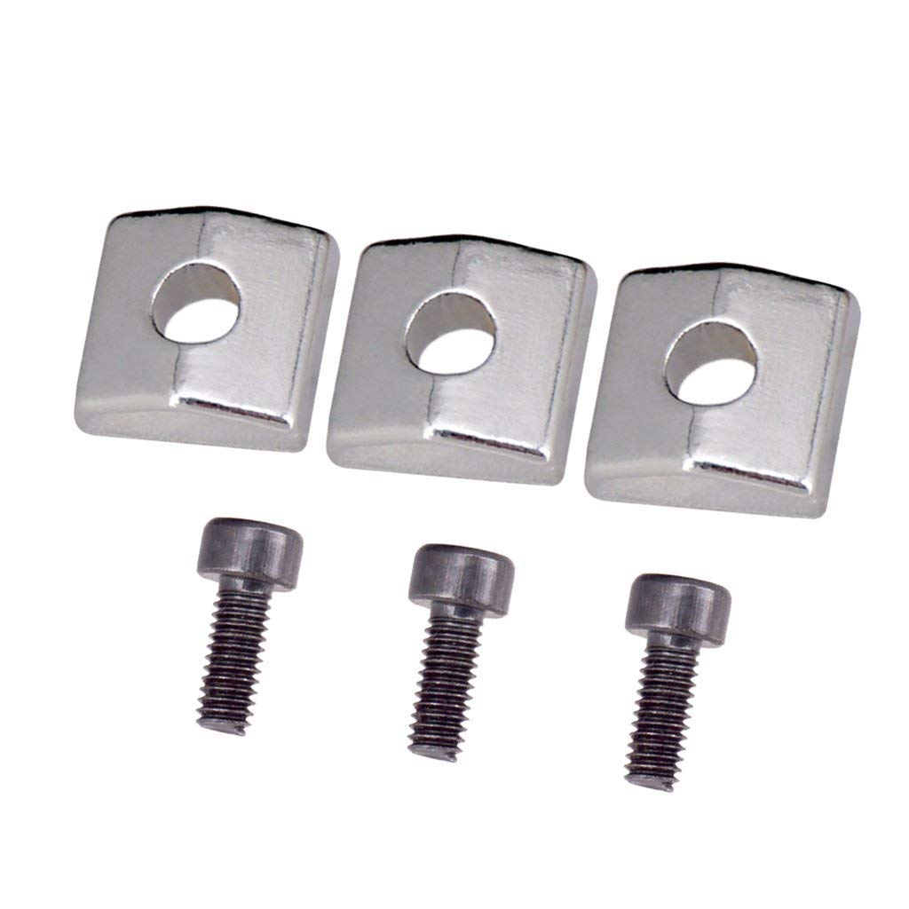 LF Super Supply 3 Pieces Locking Nut Block and Screws Guitar Cap Suitable for Tremolo Bridge Replacement Part (Silver+Black)