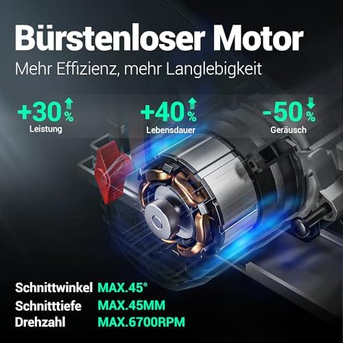 Bild 1 - DCA Bürstenlose Akku-Handkreissäge 20V mit 4,0Ah Akku, 2-Gang 6700/4200RPM Kreissäge, 3 Sägeblatt Ø125mm mit Führungsschiene, 45mm(90°)/33mm(45°) Schnitttiefe, Mini Kreissäge für Holz, Plastik, PVC