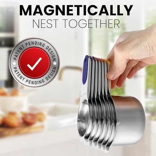 Image of Spring Chef 7 Magnetic Stainless Steel Measuring Cups Set, Mountain Sunrise