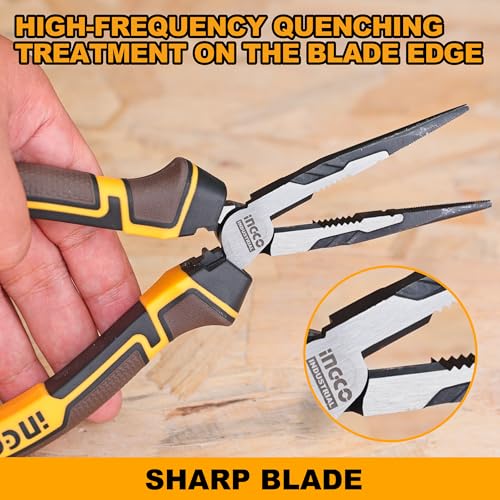Image of INGCO 3 Pcs High Leverage Pliers Set, Cr-V, 8 inch Combination Plier, 7 inch Diagonal Cutting Plier, 6 inch Long Nose Plier, Saving 30% Strength