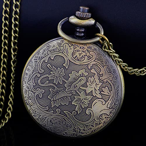 Image of Tiong Roman Numerals Scale Quartz Pocket Watches with Chain Christmas Graduation Birthday Gifts Fathers Day