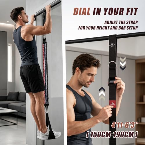 Image of ALongSong Pull Up Assistance Bands with Foot Support Pedal - Upgraded Heavy Duty Resistance Bands Adjustable Weight /Height with Bands&Measured Strap for Strength Training Home Gym