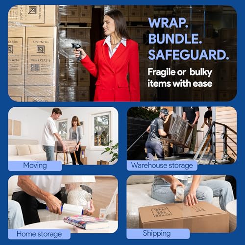Image of International Plastics Co. 5 inch Plastic Stretch Film Wrap with Rotating Handle 1000 feet 500% Stretch Ability