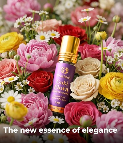 Image of Guki Flora Attar Roll-On Perfume Oil 8 ml | Alcohol Free | Long Lasting Rich Fragrance | Men & Women | Pocket Size Travel Friendly Roll On | Daily Wear