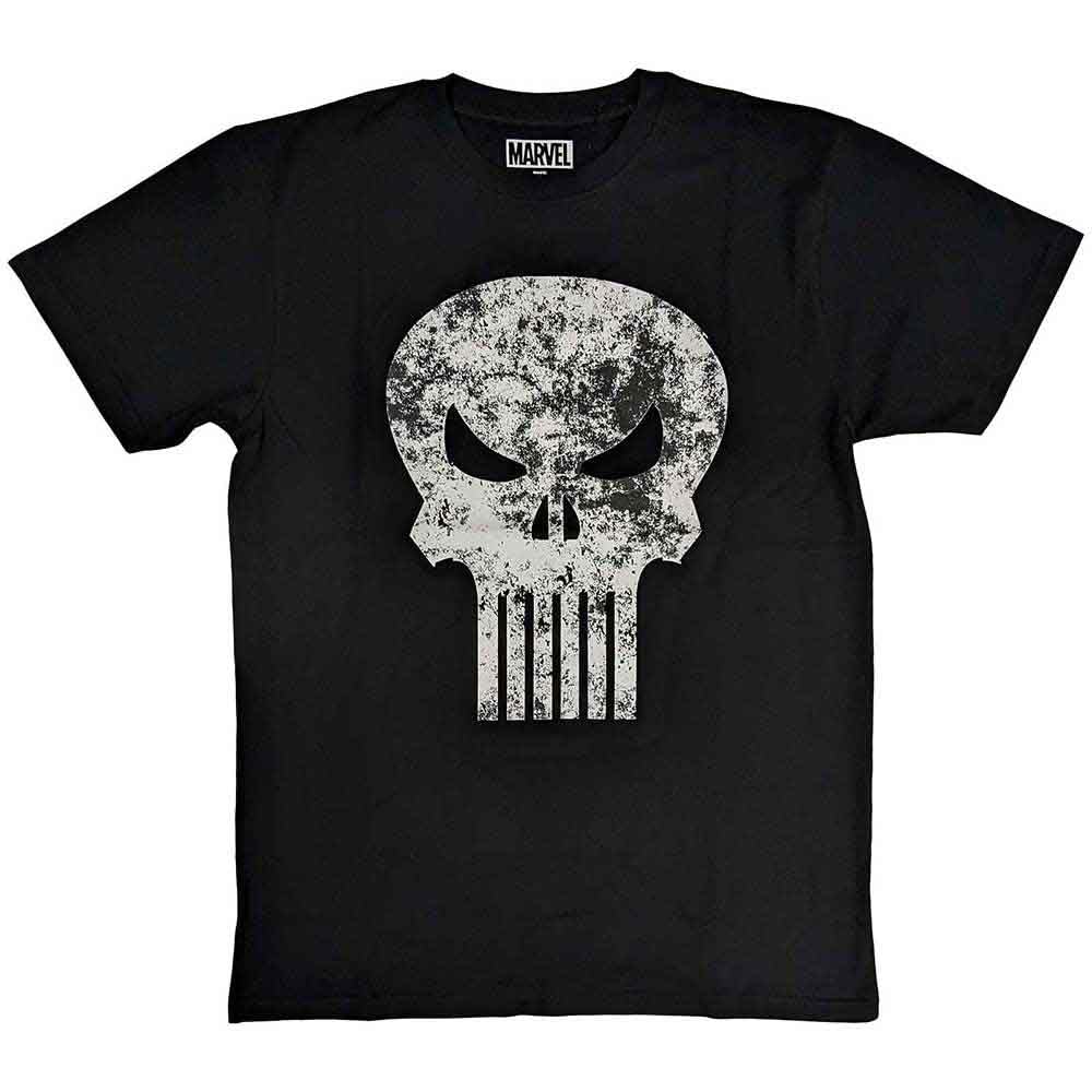Rock Off Officially Licensed Products Men's Black Punisher T Shirt Distressed Logo Official Xxl