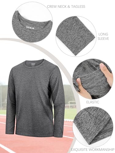 HXP 5 Pack Boys Long Sleeve Shirts Youth Dry Fit Shirts Boys' Activewear Athletic Performance T-Shirts Clothes 6-18 Years2