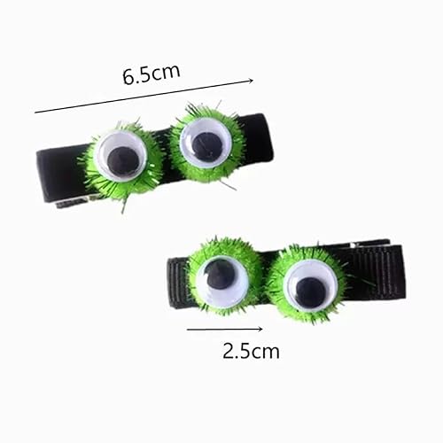Miniatura 4 de Pinzas para el pelo de Halloween, bonitos pasadores de pompón de animación de ojos verdes para niñas, horquillas de cocodrilo hechas a mano, disfraz