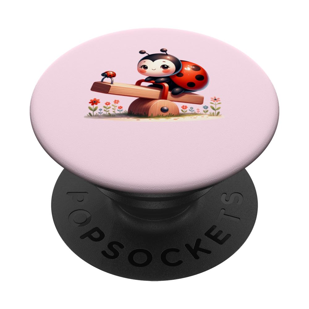 Adorable Ladybug Design for Bug Lovers On a Pink Background. PopSockets Swappable PopGrip