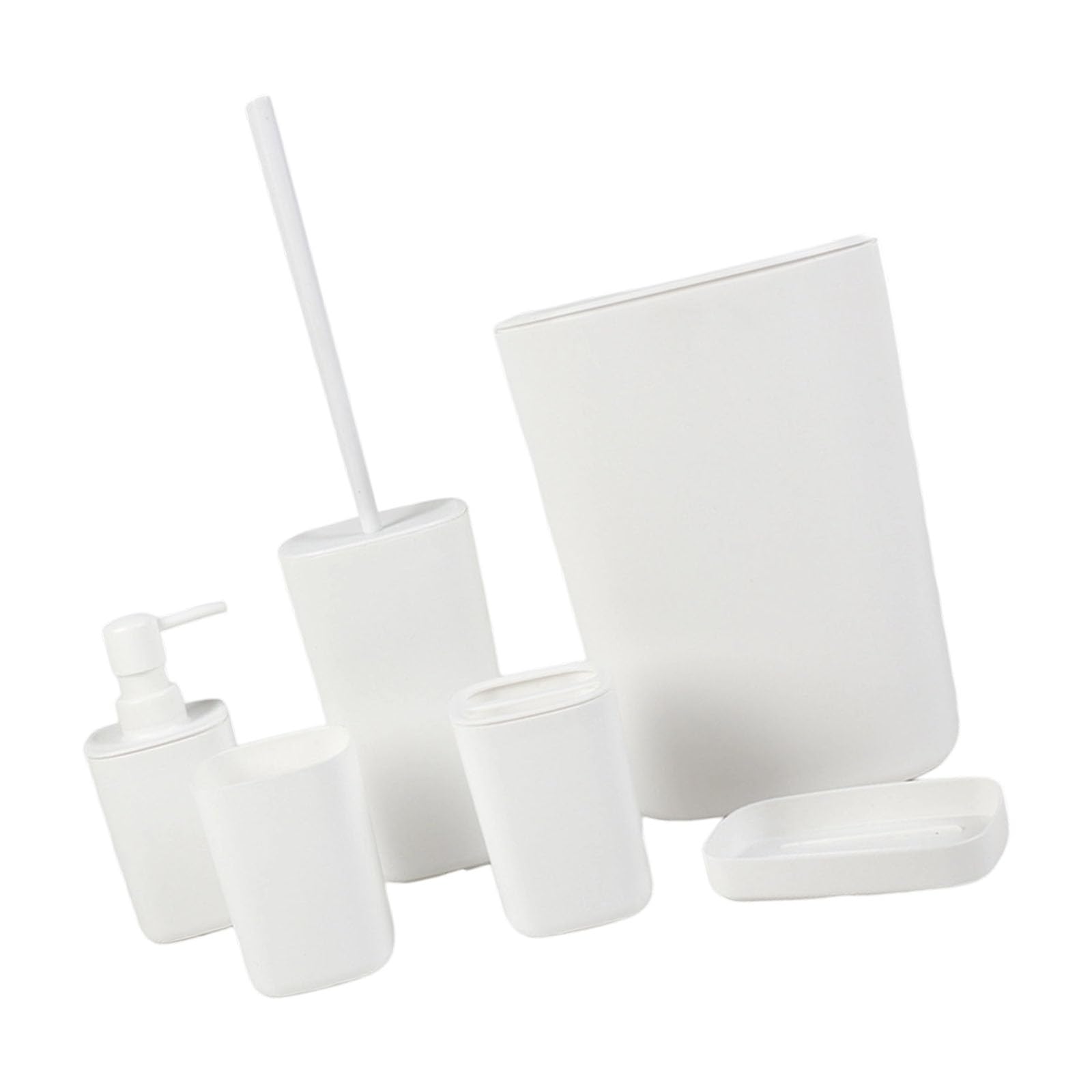 Modern Bathroom 6 Piece Set Toothbrush Cup Holder Trash Bin Combo Easy Assembly Design Bathroom Storage Accessories