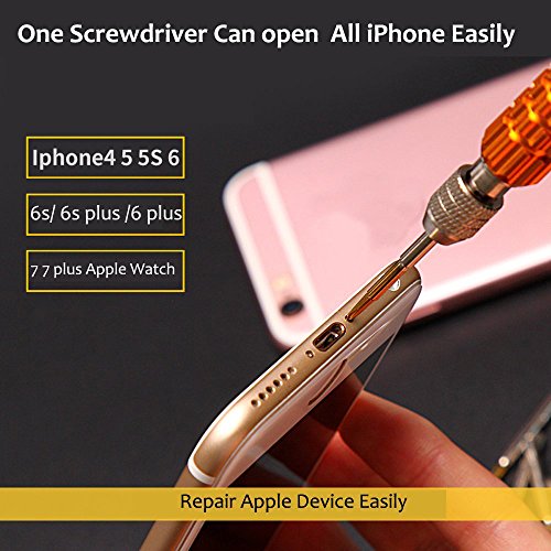 Ogodeal 5 in 1 Screwdriver Kit for Apple iPhone X 8 8 Plus 7 Plus 6s 6 Plus, Y000 Triwing, 0.8 Pentalobe,PH000 Phillips, Flathead T5 Trox Screwdriver Repair Tool Set for Samsung, LG,Motorola,Huawei