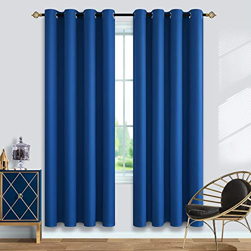 Bright Blue Kids Curtains Blackout for Boys Bedroom 84 Inch Length 2 Panels Set Room Darkening Window Coverings Shades for Teen Room Christmas Decorations Holiday Decor French Blue Royal Cobalt Blue