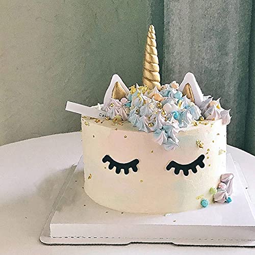 Unicorn Cake Topper Kit Birthday Decorations With Eyelashes Reusable Gold Horn And Wings Unicorn Party Supplies For Birthday Party Wedding Baby Shower #TOP5