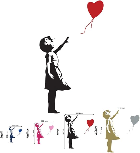 Banksy Heart Balloon Girl - Wall Decal Sticker Lounge Living Room Bedroom (Large)