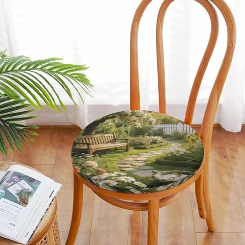 Cojín redondo de 15.3 pulgadas Bauerngarten para silla y suelo con funda extraíble lavable 6