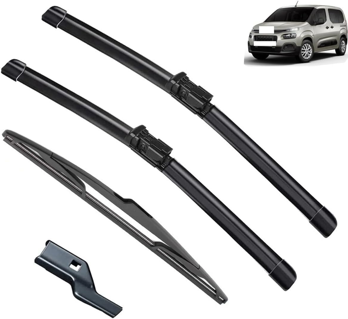 liufangfc Wiper Blades Front & Rear for Citroen Berlingo K9 2018-2021,Windscreen Wipers Hybrid – Lasts 2 Years, Silent & Streak-Free – 5-Min DIY Install