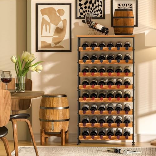 Soporte para Botellas de Vino con Marco Metálico y Madera Acacia miniatura 7