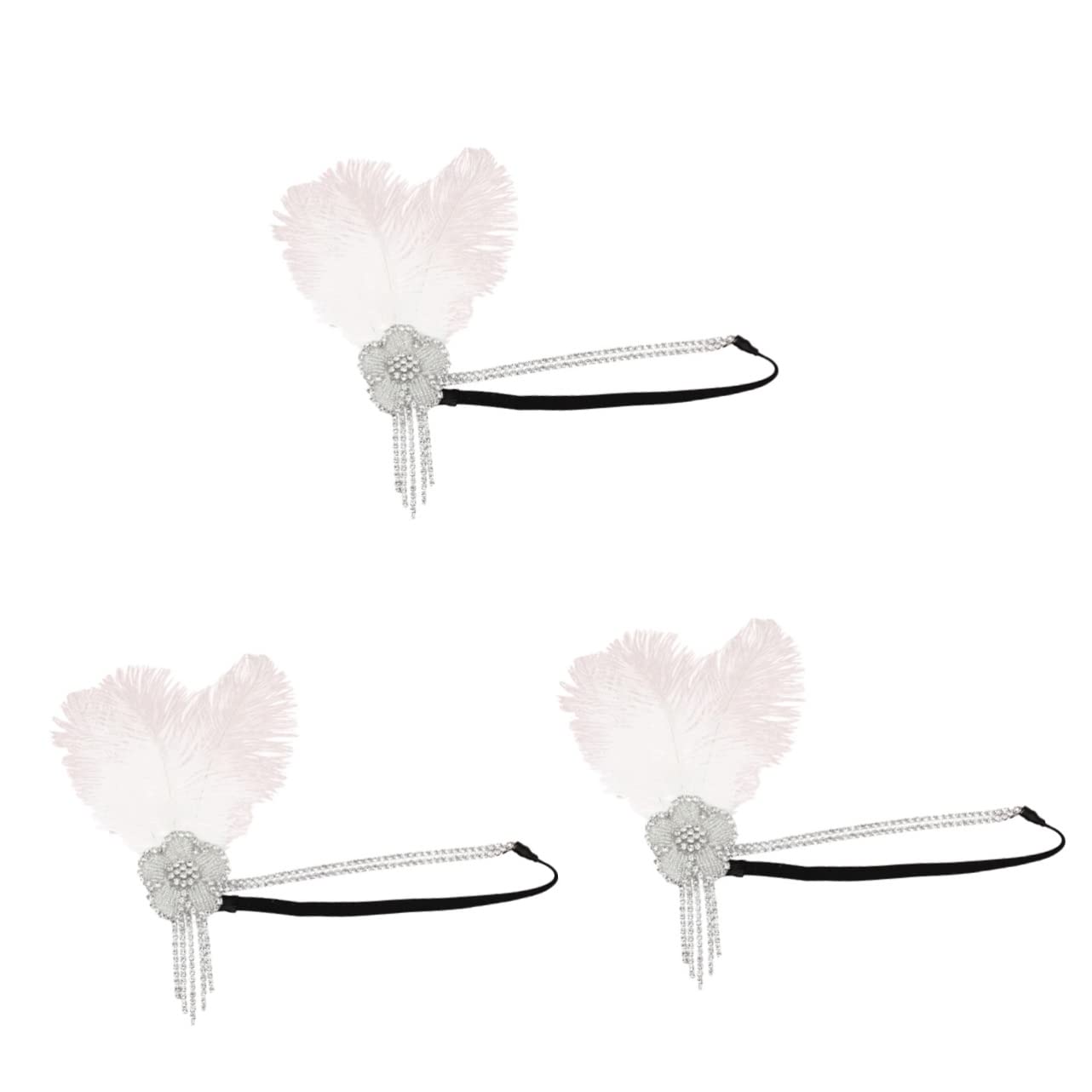 FRCOLOR 3 Piezas Diadema Con Borlas De Diadema De Diamantes De Imitación Banda Para El Cabello Fascinador Diademas De Diamantes De Imitación Para 20s Pluma De Imitación