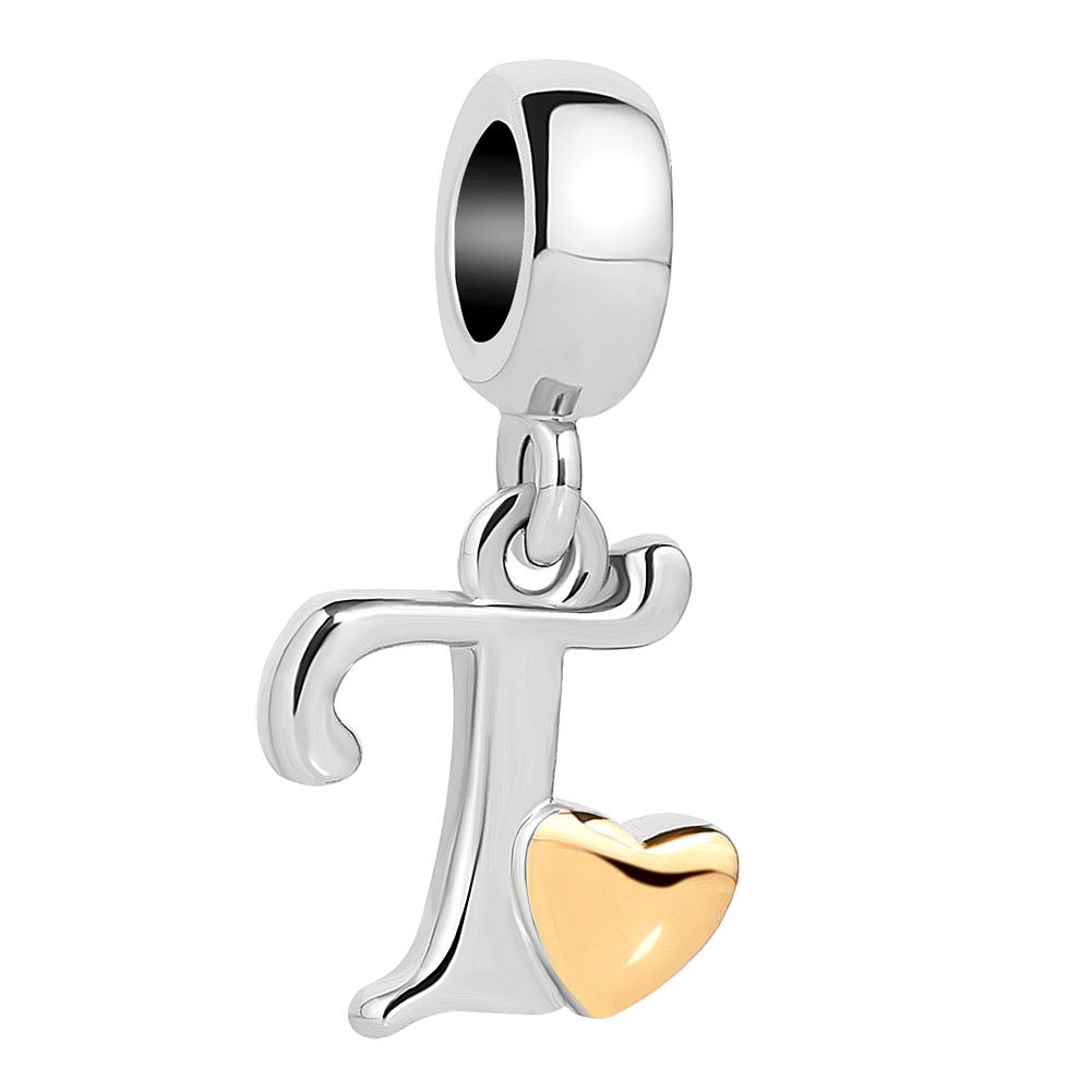 Initial A-Z Letter Charm Golden Heart Alphabet Dangle Beads for Bracelets & Necklaces-image-18
