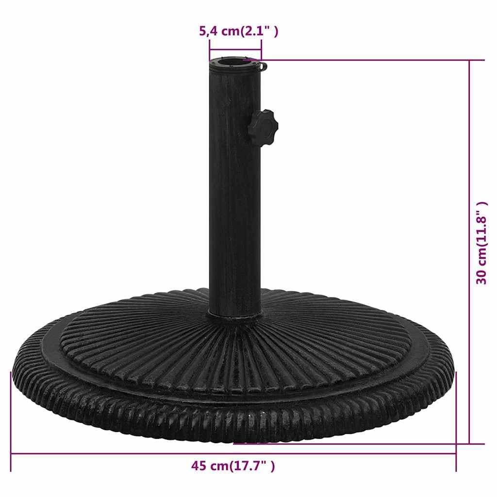 Supporto per ombrellone nero, in ghisa, 45 x 45 x 30 cm, con adattatore per aste da 35/38/48 mm, per balcone, terrazza, giardino, base stabile