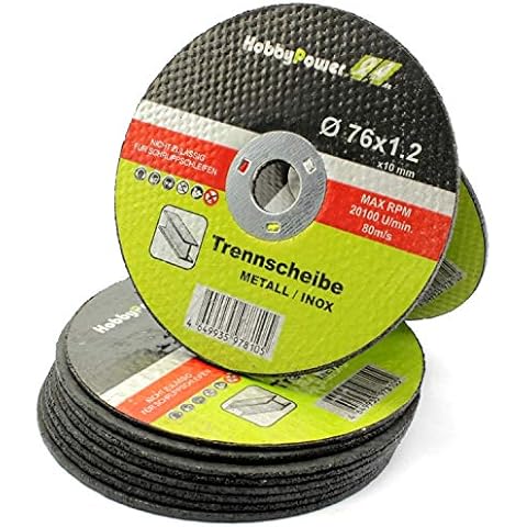 Metal Cutting Discs 76 x 10 mm for WORX WX801, WX801.9 Battery Angle Grinder Pack of 10 Cover