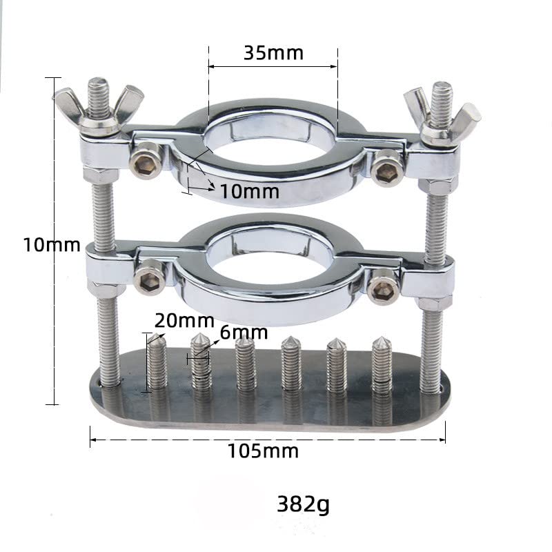Edelstahl Hoden-Quetscher Scrotal Clip Hodenpresse Doppelschicht Ball Crusher Hodenstrecker Ballstretcher CBT Erotik Bahre Slave Hodenring SM Bondage Sex Sexspielzeug für Männer,Mit Spikes