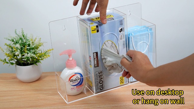 SANISMART Handschuh-Dispenser – Acrylglas, Transparent, 250x130x95 Mm, Wandmontage, Desinfizierbar