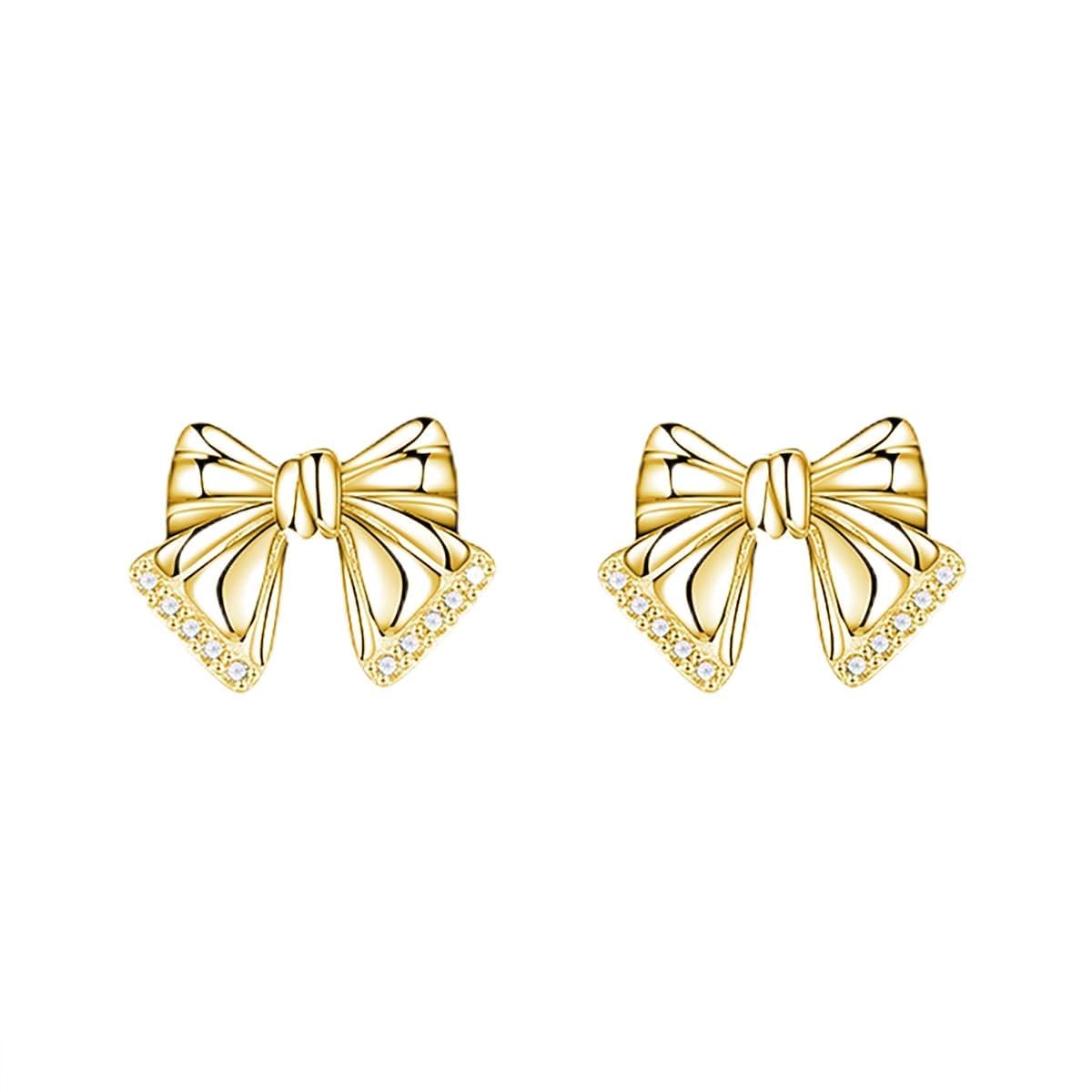 SLUYNZ Solid 925 Sterling Silber CZ Schleife Ohrringe Ohrstecker für Damen Bowknot Ohrstecker Ohrringe Bogen Ohrstecker