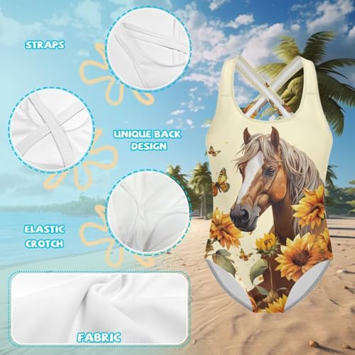 Image of Girls One Piece Cat Swimsuits Quick Dry Cartoon Beach Bathing Suit Crossback Swimwear for Kids 5-14 Years