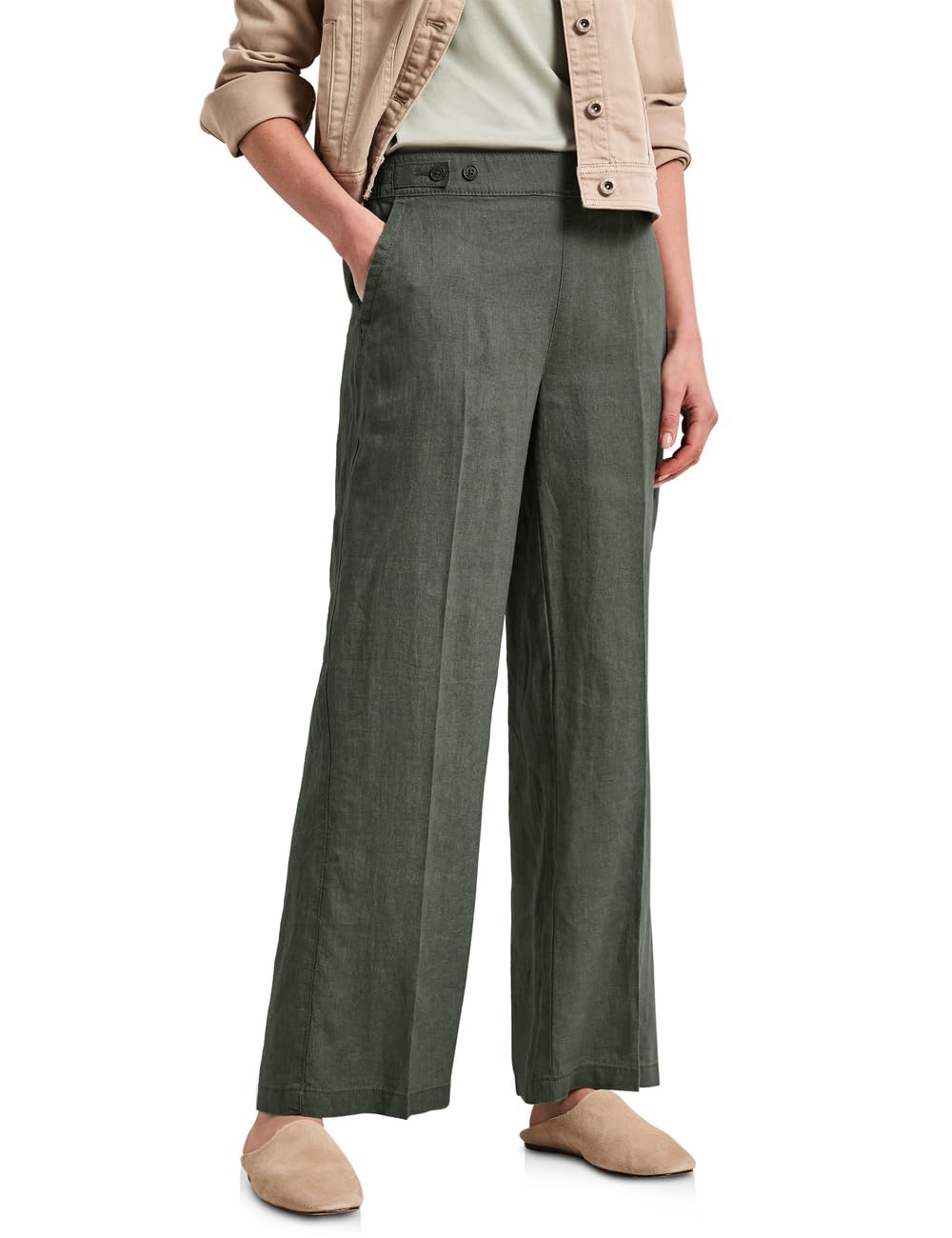 Street One - 3716896, Pantaloni in Lino con Bottoni Donna