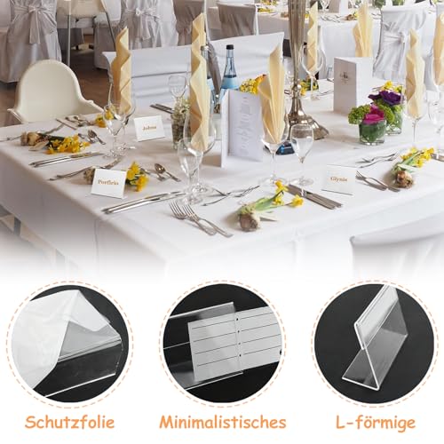 Acryl Etikettenhalter, 9 x 6 cm, 50 Stück Transparenter Vertical Acryl Etikettenhalter, Preisschildhalter, Klein Namenskarten Halter, Visitenkarten Display, für Büro, Schulen, Shop