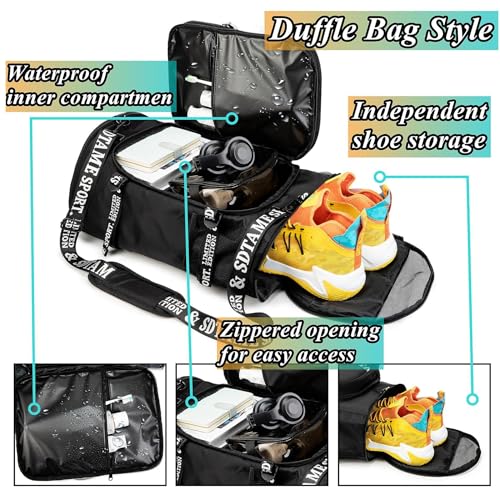 Image of SDTAME Gym Duffel Backpack with Shoe Pocket & Laptop Sleeve
