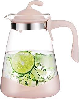 JSMY Pichet en Verre de 2,0 litres Pichet à thé glacé Pichet à Eau avec Couvercle Eau Froide Chaude Thé glacé Vin Café Lait et jus Carafe à Boisson