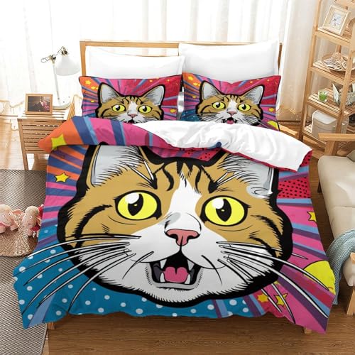 Housse de couette chat imprimé 3D idée cadeau originale anniversaire et Noël - 3