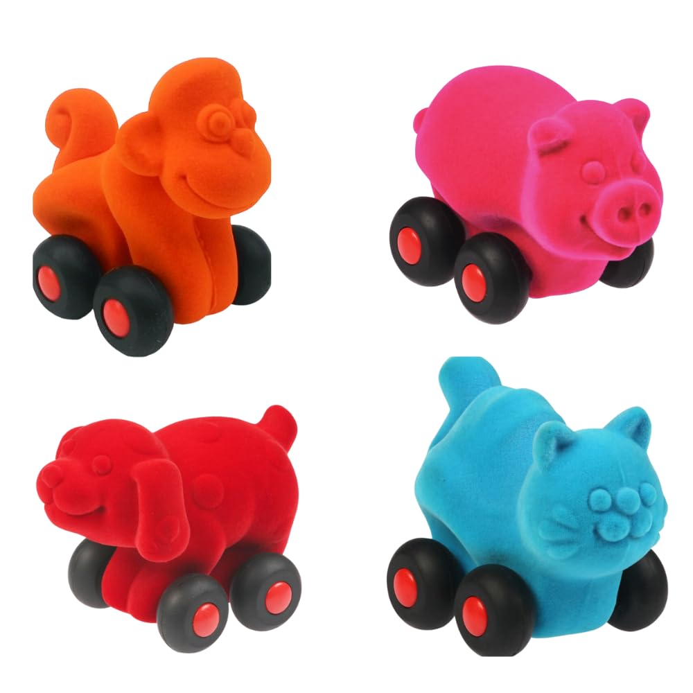 Rubbabu Micro Aniwheelies Set of 4-100% Natural Rubber Foam Bright Colour Cat Dog Monkey & Pig with Soft Flock Surface. Cute Toy Animal Wheels Roll Easily When Pushed. for Babies Infant & Kids 1 Yr+ (B0CCDWG57F) Amazon Price History, Amazon Price Tracker