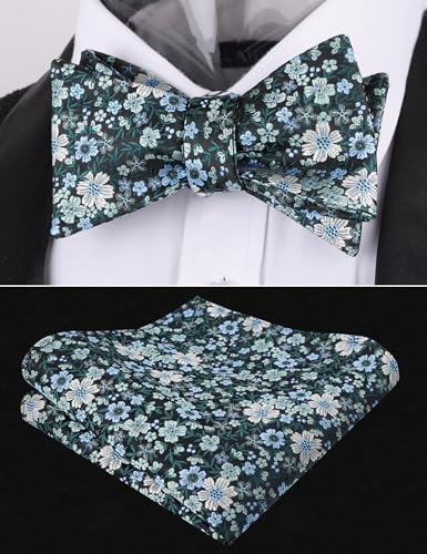 Image of Alizeal Mens 2pcs Floral Self-tied Bow Tie Pocket Square Set