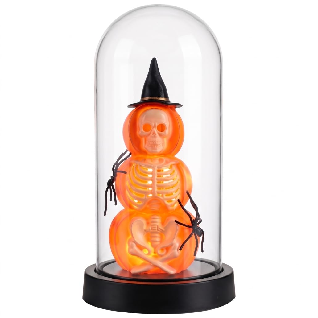 Latemeia Halloween Lamp, 1 Clear Dome Shade Light-up Skeleton, Black