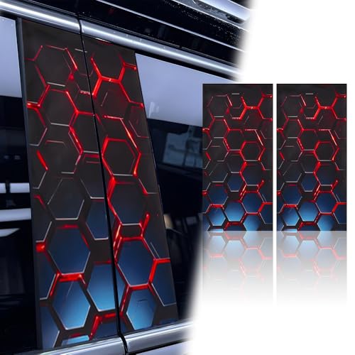 Image of JSCARLIFE Skull Car B-Pillar Sticker, HD Printed PVC Waterproof Car Decals, Car Stickers Vinyl Self-Adhesive Side Strip Decal Cool Stickers (Honeycomb Style 1)