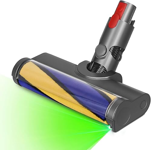 FUNTECK Cabezal de rodillo suave LED compatible con Dyson V7 V8 V10 V11, iluminando polvo oculto y escombros e ideal para suelos duros y lisos