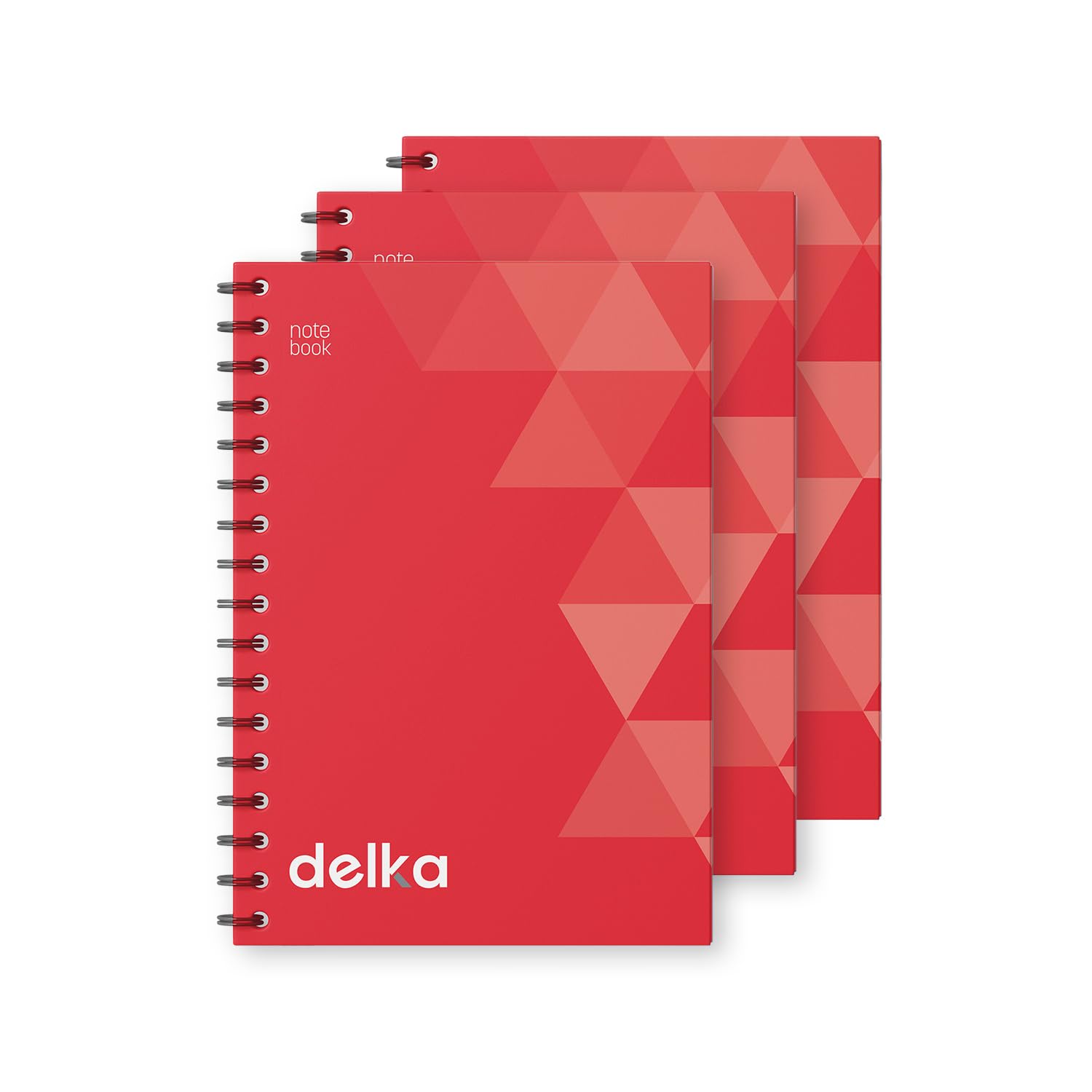 delka A4 Wirebound Notebooks, Ruled Pages, Durable Spiral Binding, Premium Quality Paper for School, Office, and Note-Taking Versatile (Coral Red, Pack of 3)