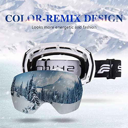 Skifox Otg Ski Goggles, Frameless Anti Fog Over Glasses Snowboard Goggles For Men Women And Youth Gift 100% Uv Protection #TOP1