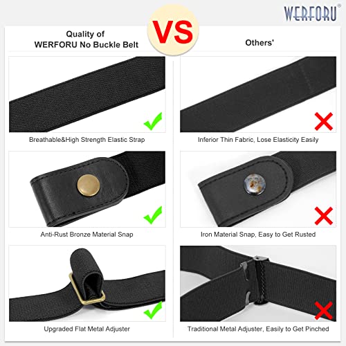 WERFORU 4 Pack No Buckle Invisible Stretch Belt Buckle-Free Elastic Belt for Women and Men4