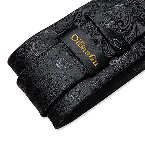 Image of DiBanGu Silk Men's Tie Set Jacquard Woven Ties and Pocket Square Fashion Necktie and Handkerchief Cufflinks Tie Accessories