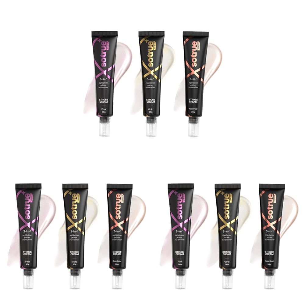 Sotrue Strobe Cream, Pack of 9, Rose Gold, Pink and Gold, 30g Each, Illuminating Makeup Primer and Highlighter-image-41