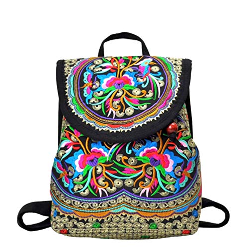 TENDYCOCO bolsos de hombro de estilo étnico mochila bordada paquete de almacenamiento