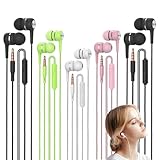 5 Pack Wired Earbuds with Microphone, in-Ear Headphones with Heavy Bass, Adjustable...