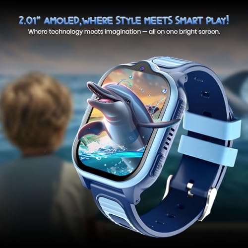 Image of GameSir TrackNova 4G /5G Kids Smartwatch | Live GPS Tracking | App Control | HD Video Call | Games | Family Chat | SOS Safety Alert | IP67 | Camera | FaceLock | 800mAh Long Battery Life - (Blue)