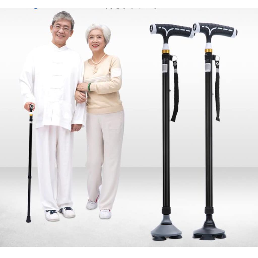 GCX- Muletas for Ancianos, bastón telescópico de Cuatro Patas for Ancianos, bastón Multifuncional Ligero de aleación de Aluminio con bastón Ligero y Antideslizante Firma (Color : B)