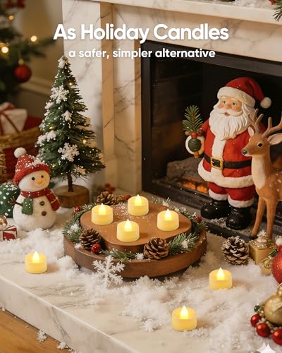 Image of Amagic 100 Pcs Flickering Flameless Tea Lights Battery Operated, 200+ Hours Long Lasting Electric Candle for Wedding Table Centerpiece, Home Decor, Gift, Birthday, Halloween, Christmas, Ivory Base